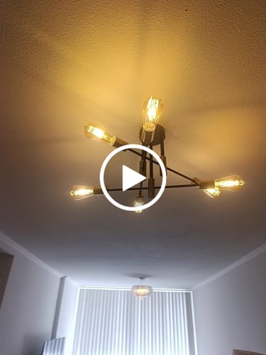 Customer video review of Lampara Aplique Techo Modelo ADALIA Dorada con Negro 6 Luces