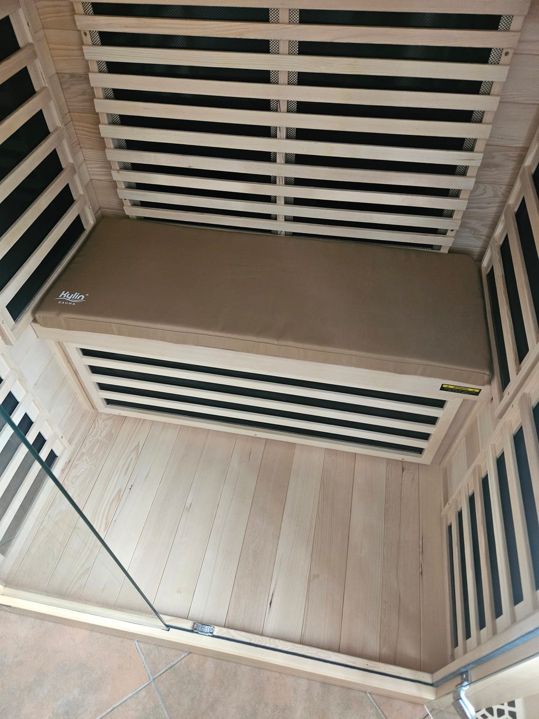 Customer photo review of Kylin Sauna Seating Cushion Mat for 2 person sauna- 107*42*5 - Brown