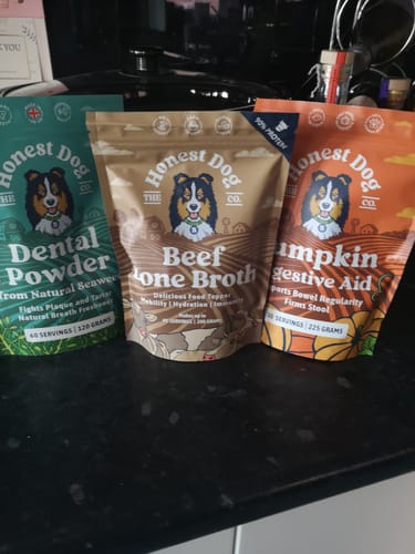 Customer photo review of Beef Bone Broth for Dogs