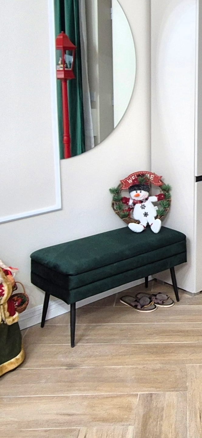 Customer photo review of Bancheta VELVA, stofa catifelata verde inchis, 78x35x40 cm