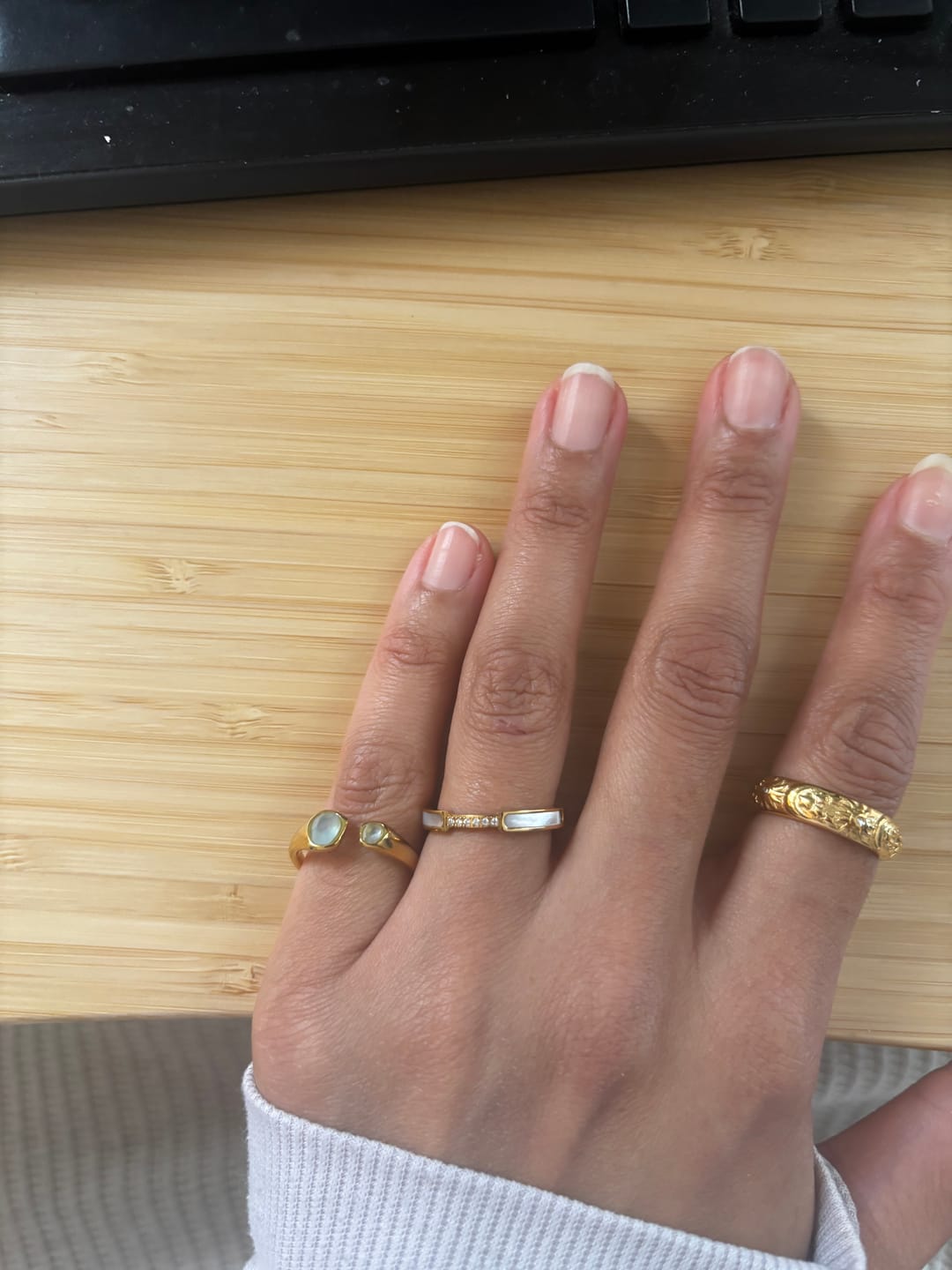 Customer photo review of Mother Of Pearl & Crystal Ring