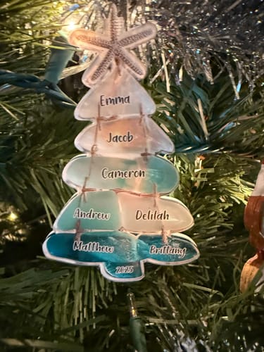 Customer photo review of Family Sea Glass Christmas Tree - Personalized Family Ornament