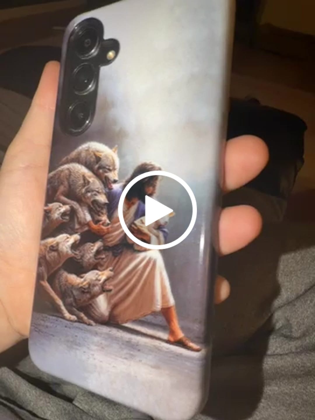 Customer video review of Jesus Protects The Lamb From Wolves Phone Case