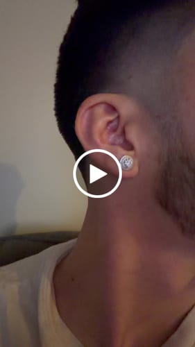 Customer video review of 11MM Double Halo Moissanite Stud Earrings 14K Gold