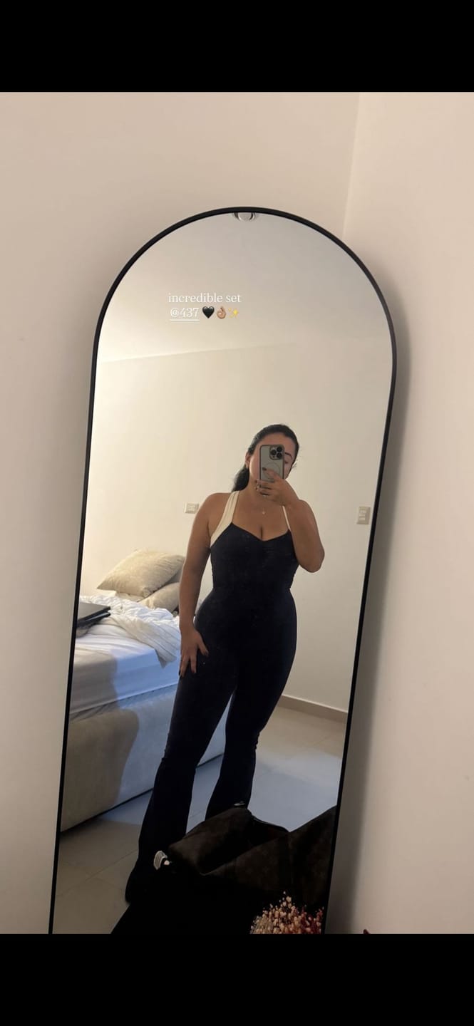 Customer photo review of The Sculpt Onesie / Navy-Cream
