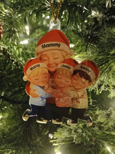 Customer photo review of Personalized Grandma Hugging Grandkids Ornament With 1-6 Names & Christmas Sweater Design | Heartfelt Gift For Grandparents Kids