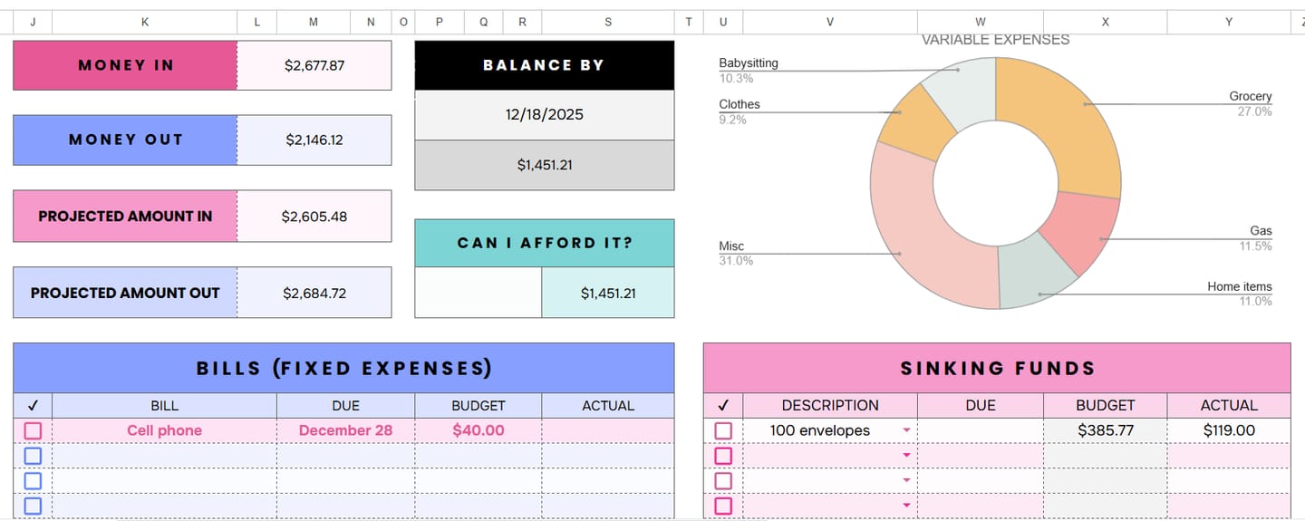 Customer photo review of The Budget Spreadsheet