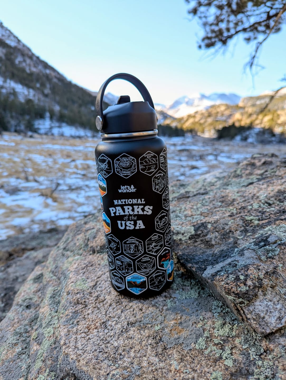 Customer photo review of Lets Wander™ National Parks Water Bottle + Stickers