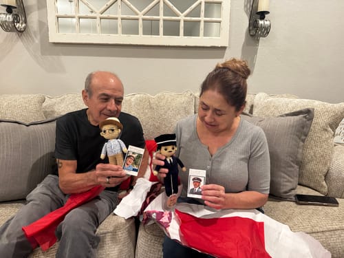 Customer photo review of Dolly® Personalized Crochet Doll with Photo Card