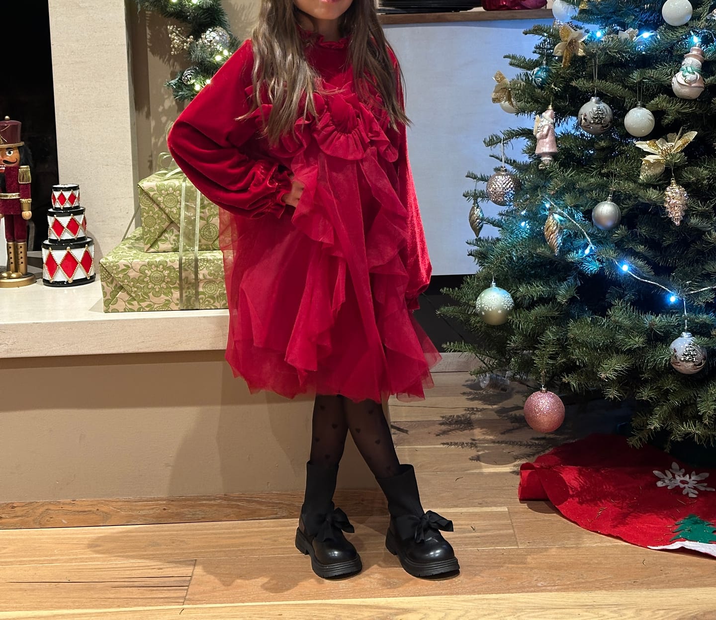 Customer photo review of Dave&Bella Toddler Girls Cute Red Soft Turtle Cozy A-line Mesh Princess Dress
