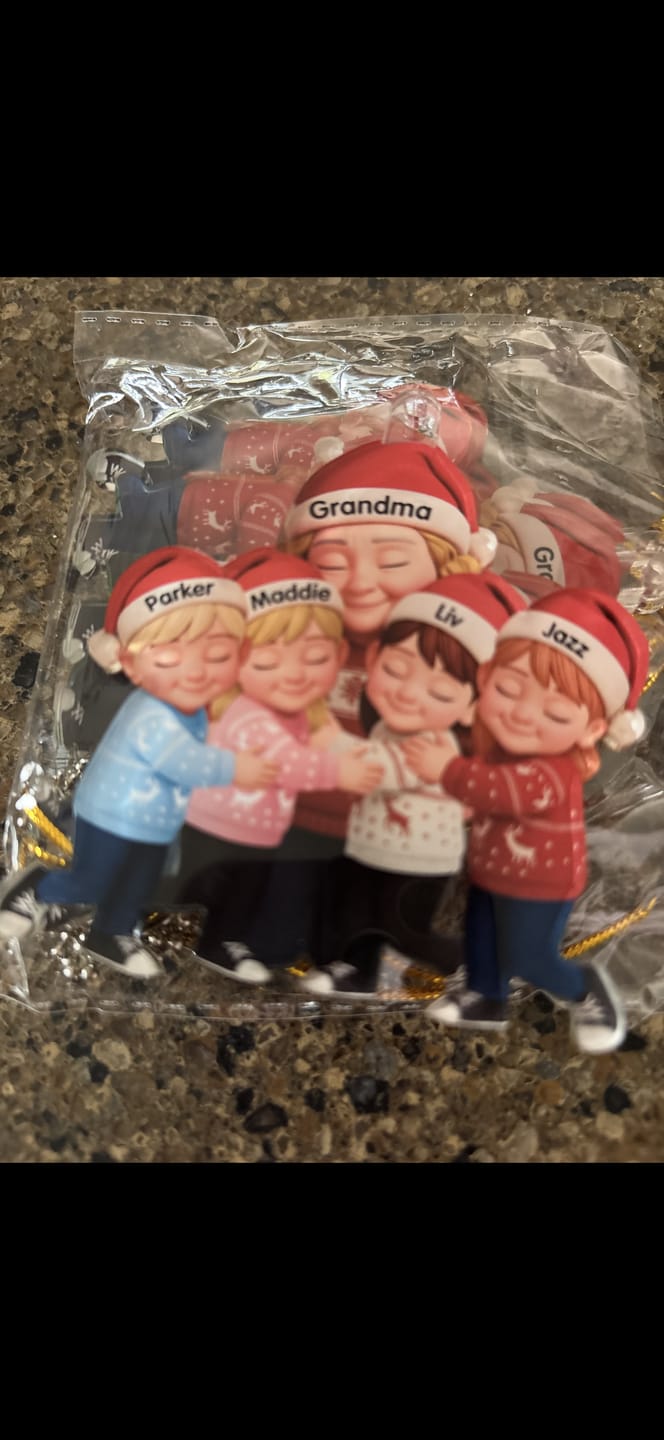 Customer photo review of Grandma Hugging Grandkids - Personalized Acrylic Ornament - Heartwarming Christmas Gift for Grandma, Grandkids