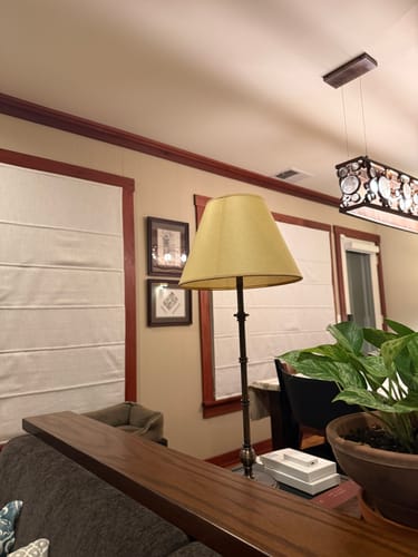 Customer photo review of SmartWings Motorized Linen Roman Shades 50%/70%/100% Blackout Daphne