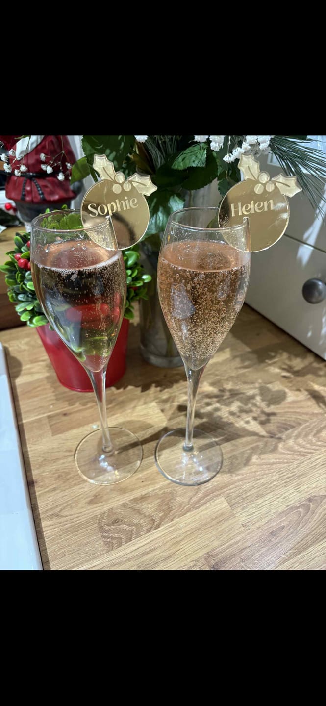 Customer photo review of Personalised Christmas Bow Drink Tags