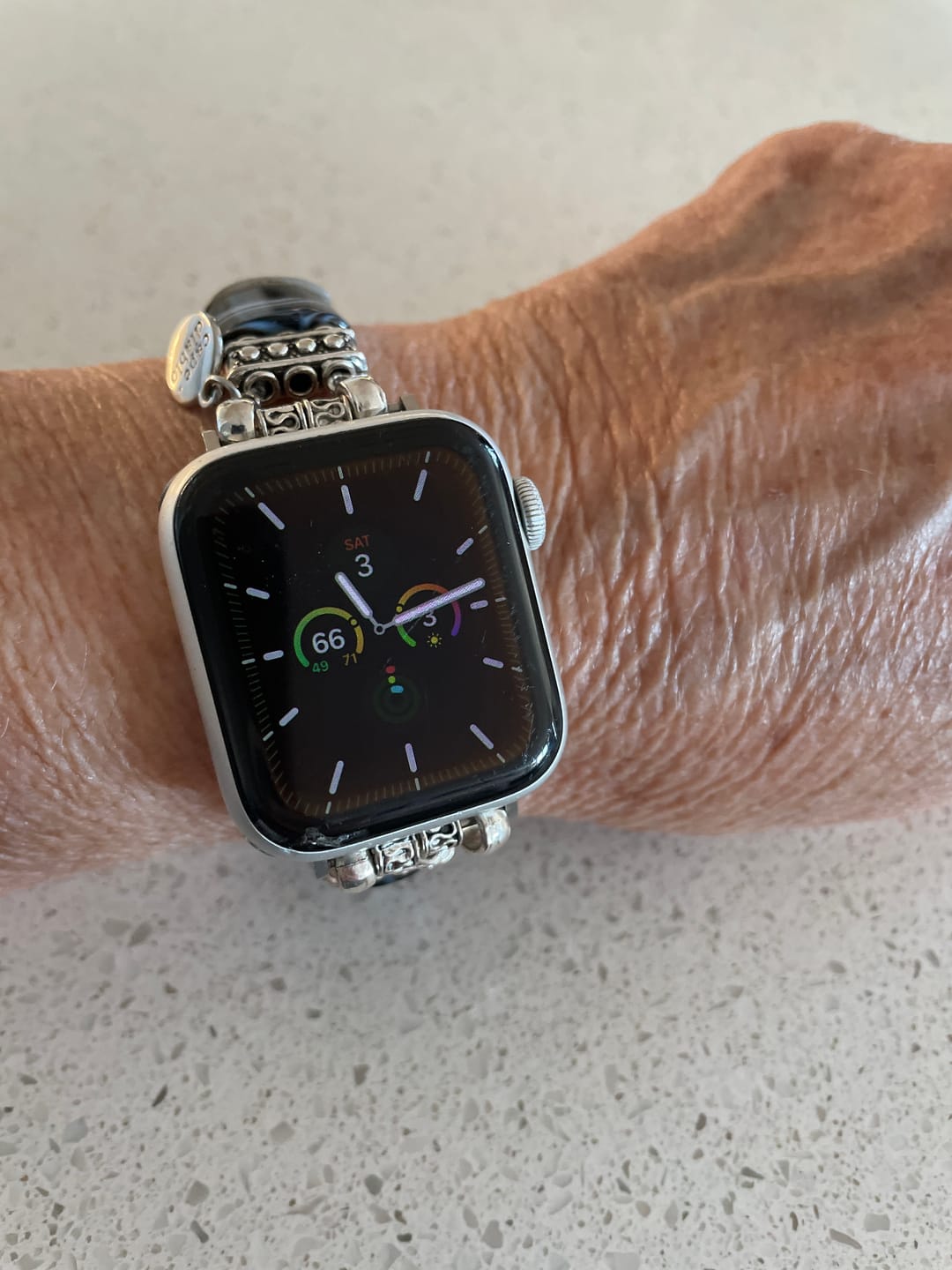 Customer photo review of Bohemian Noir Stretch Apple Watch Strap