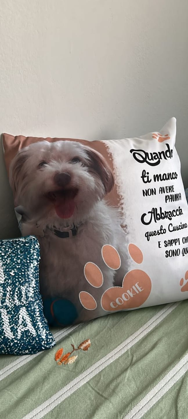 Customer photo review of Quando ti manco - Cuscino personalizzato