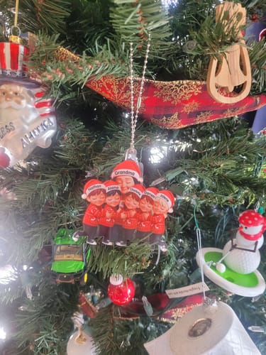 Customer photo review of Personalized Grandma Hugging Grandkids Ornament With 1-6 Names & Christmas Sweater Design | Heartfelt Gift For Grandparents Kids