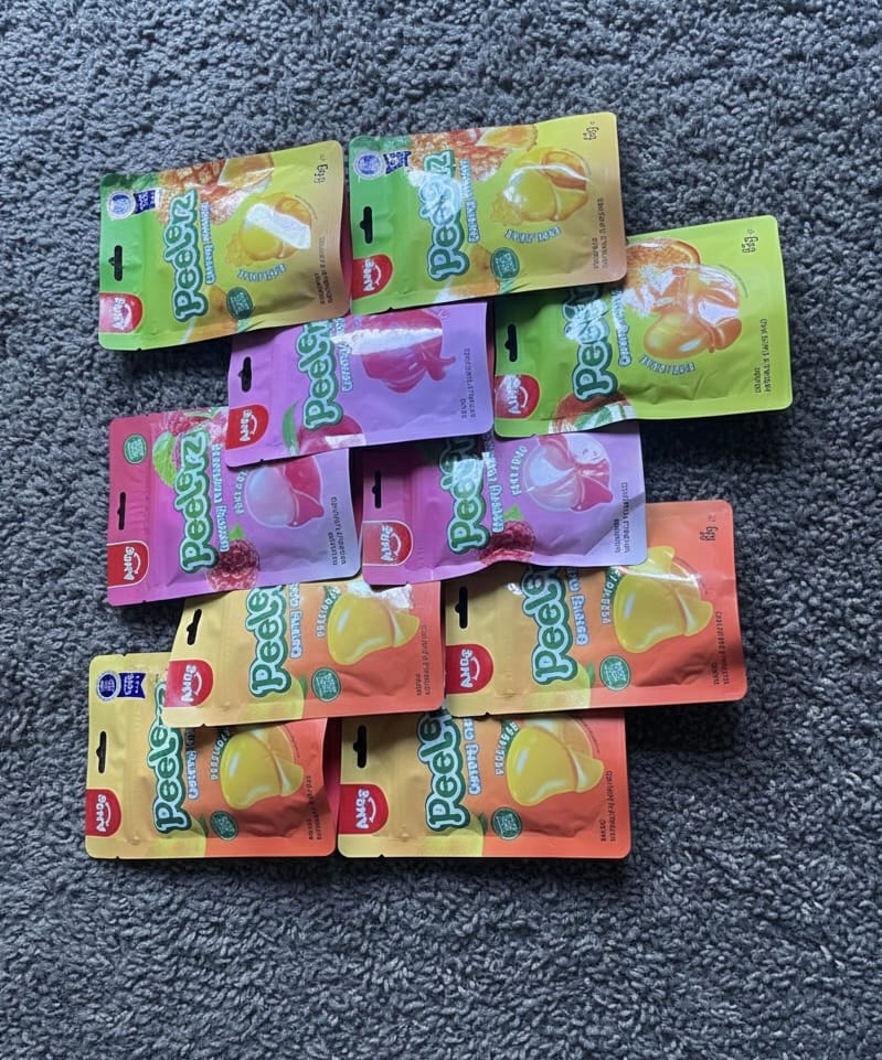 Customer photo review of Amos Peelerz Gummy Raspberry Peg Bag 65g