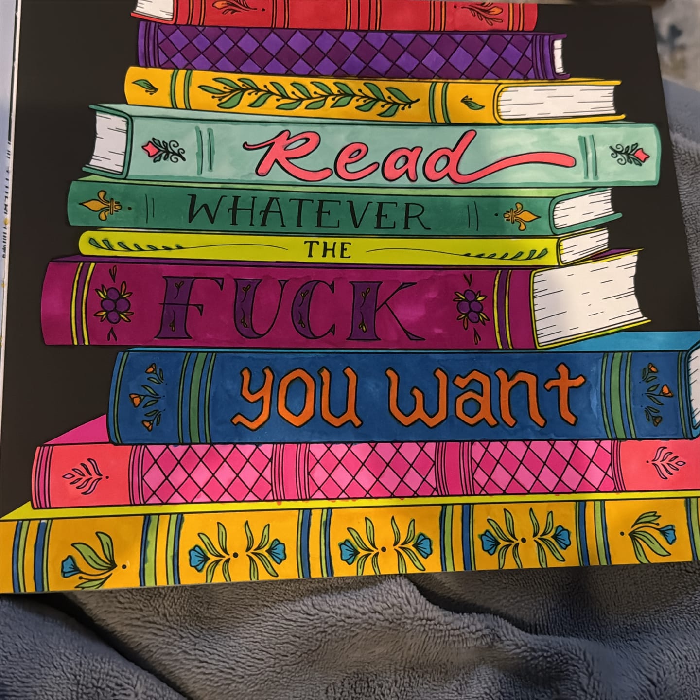 Customer photo review of the romance reader coloring book