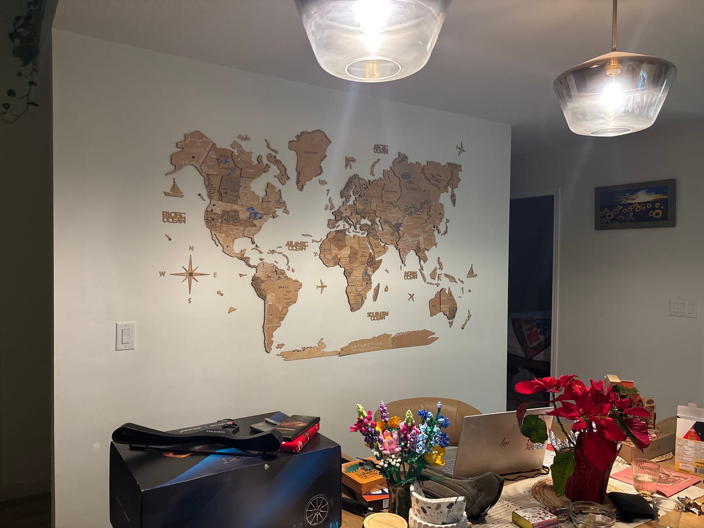 Customer photo review of 3D Wooden World Map Gold