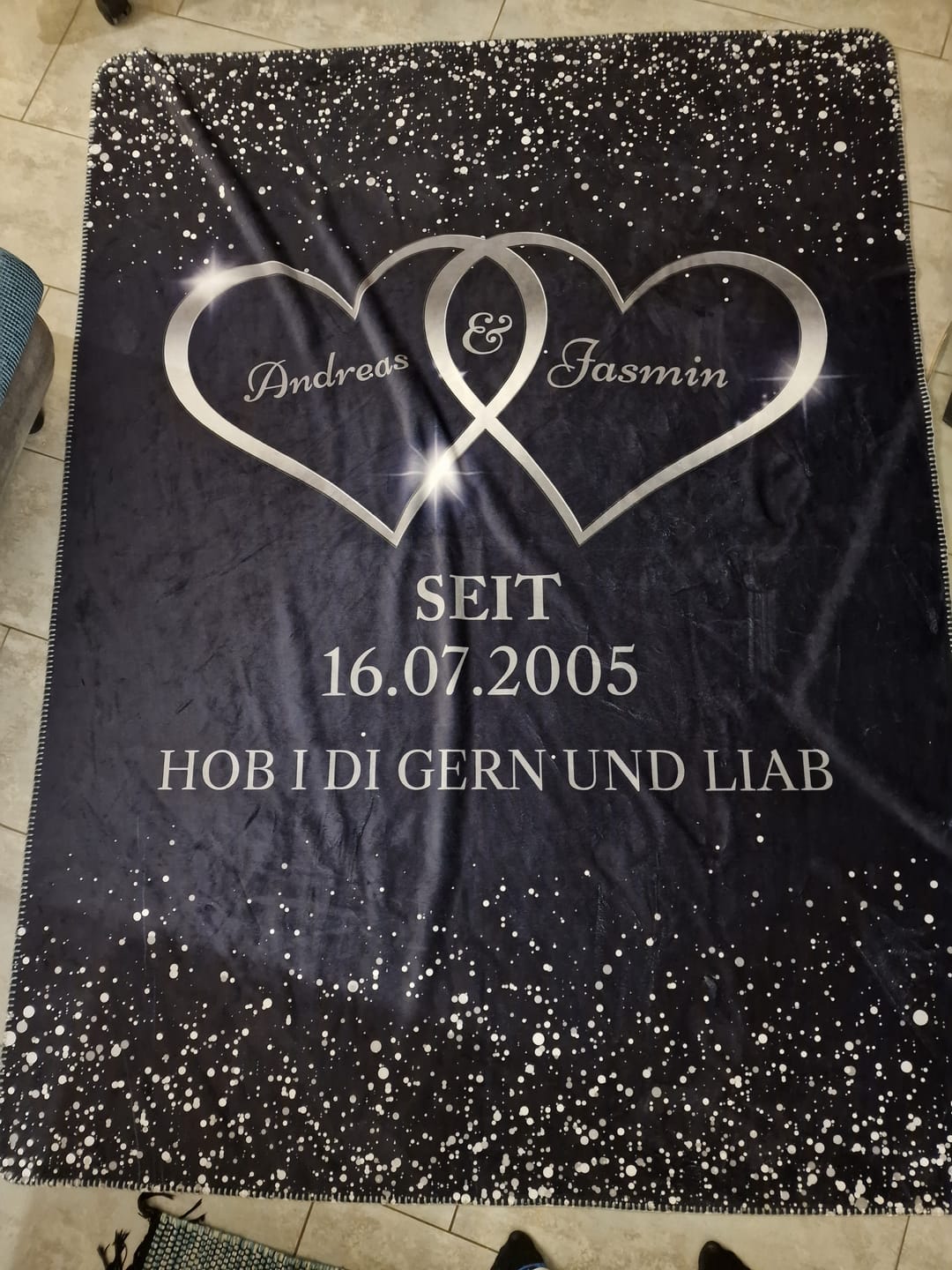 Customer photo review of Silberne Herzen - Paar-Decke