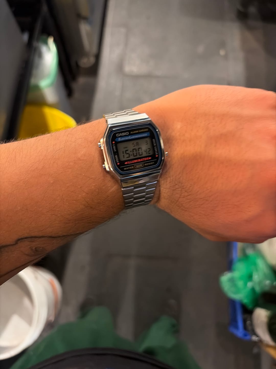 Customer photo review of Reloj Casio Vintage A168WA-1WDF Electroluminescence Plateado