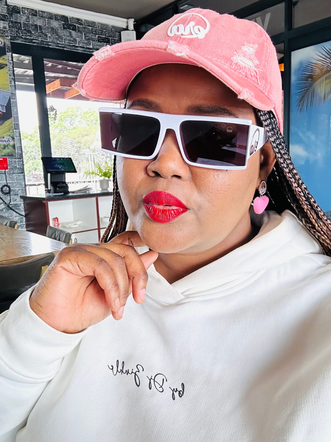 Customer photo review of Pink Era Adore Silver Earrings