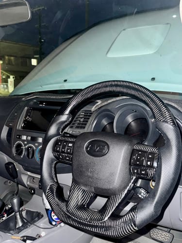 Customer photo review of Traditional Carbon GRS Black Leather Steering Wheel for Upgrade Kit For Toyota