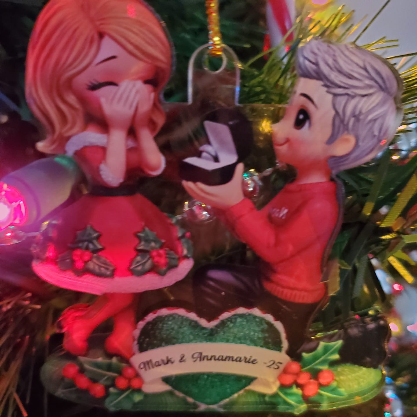 Customer photo review of Marriage Proposal "She Said Yes!" - Personalized Acrylic Ornament, Just Engaged Gifts for Couples