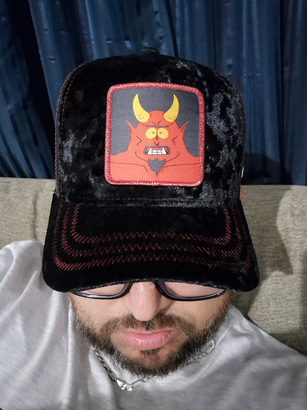 Customer photo review of OVERLORD X South Park: Satan Velvet Trucker Cap