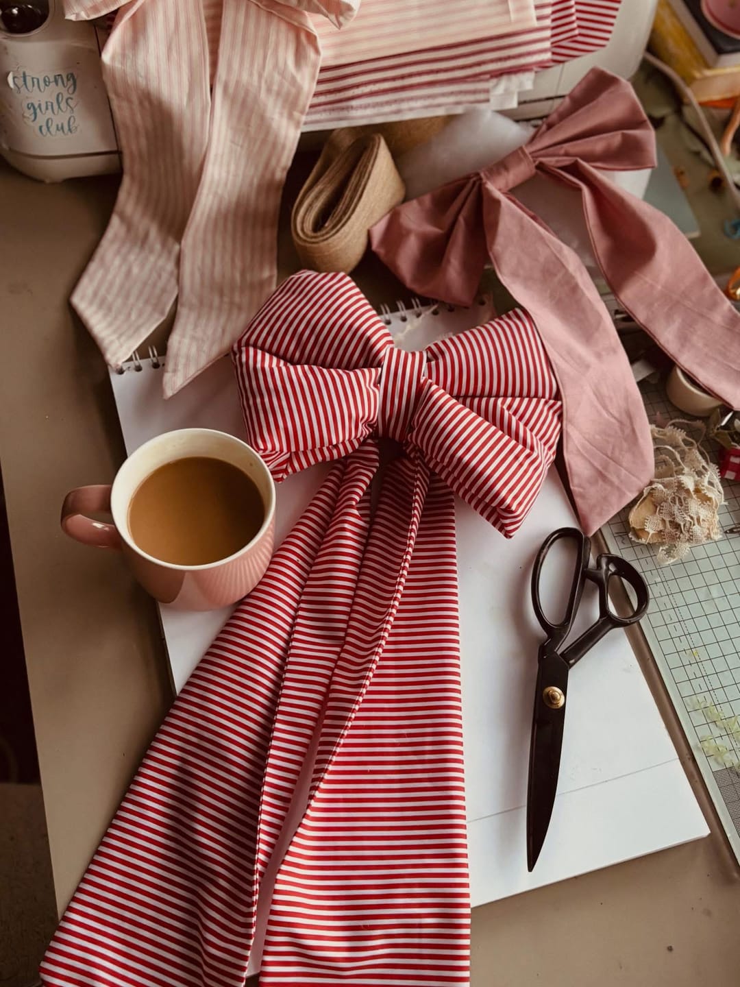 Customer photo review of Ticking Stripes Rose & Hubble Cotton Poplin Fabric