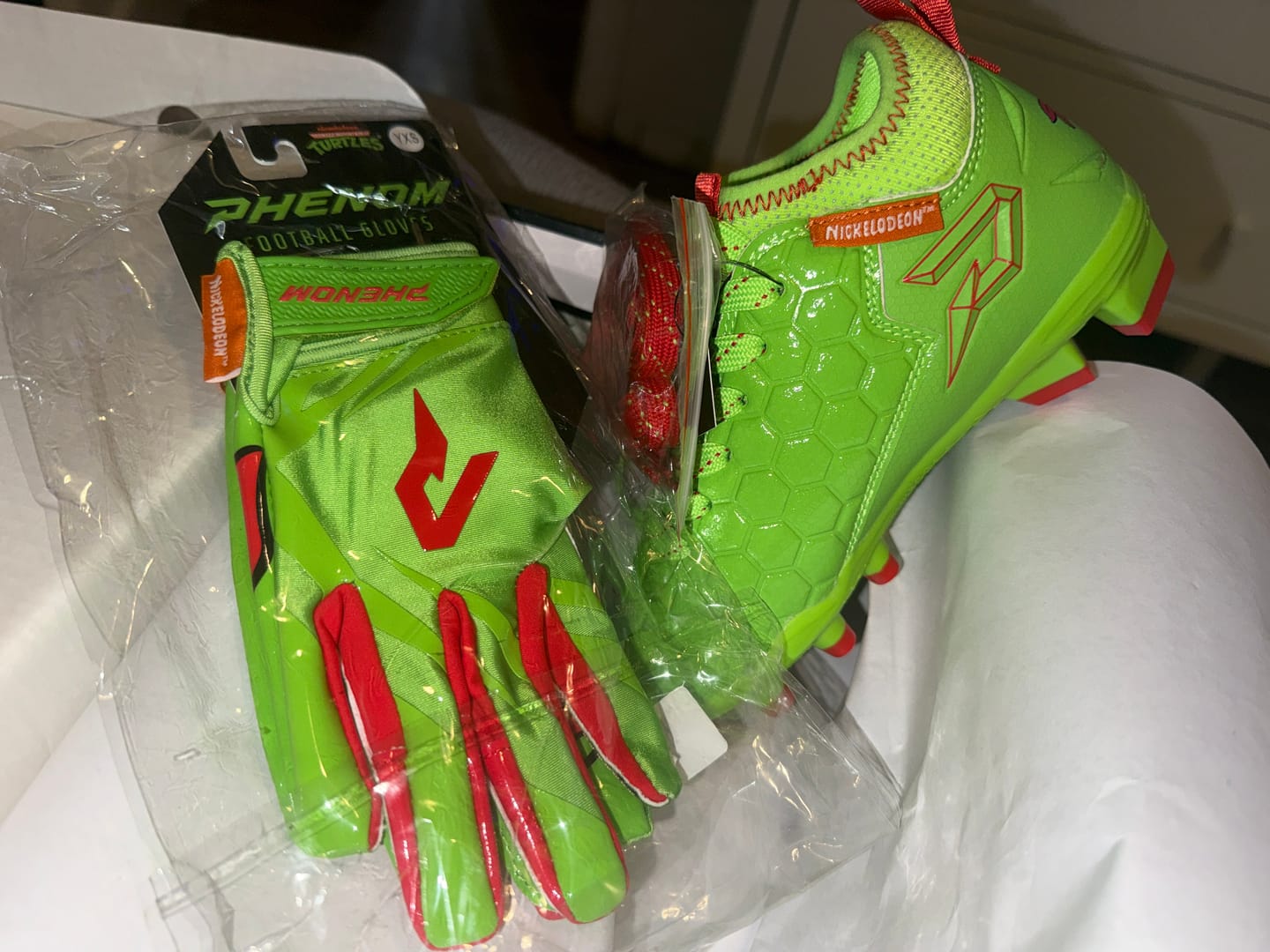 Customer photo review of Ninja Turtles: Raphael Football Cleats – Quantum Speed 2.0 by Phenom Elite