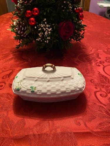 Customer photo review of Belleek Classic Shamrock Butter Dish