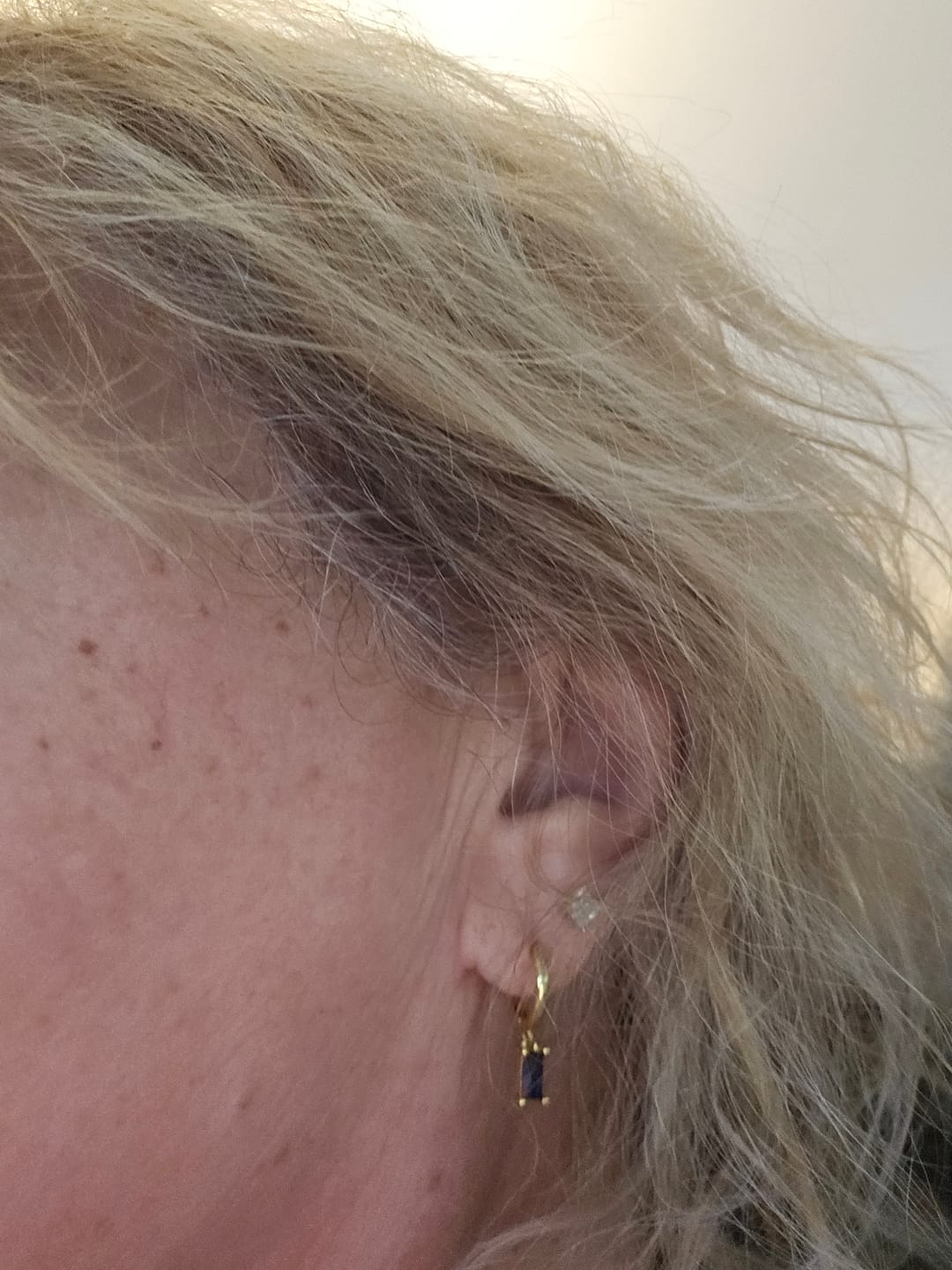 Customer photo review of Bella Birthstone Huggies Earrings