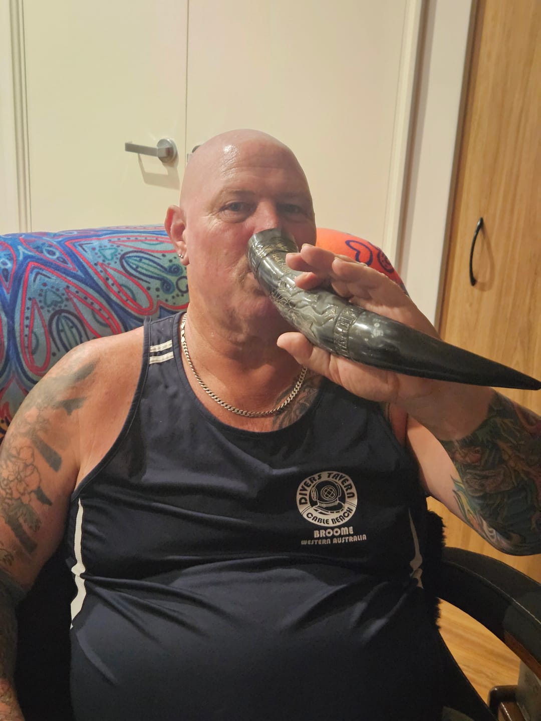 Customer photo review of Howling Fenrir Wolf Drinking Horn.