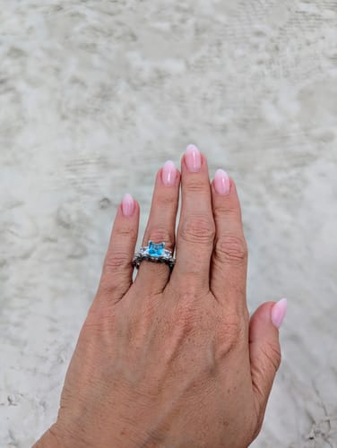 Customer photo review of Love Rivet Ring - Aquamarine