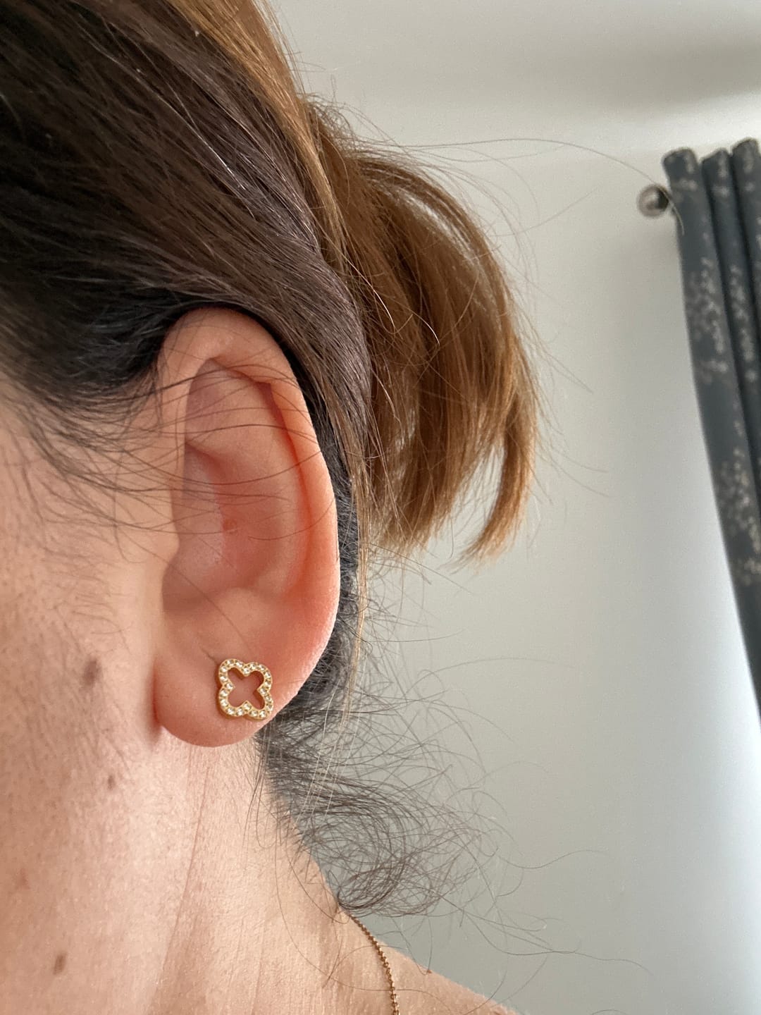 Customer photo review of Pavè Clover Studs