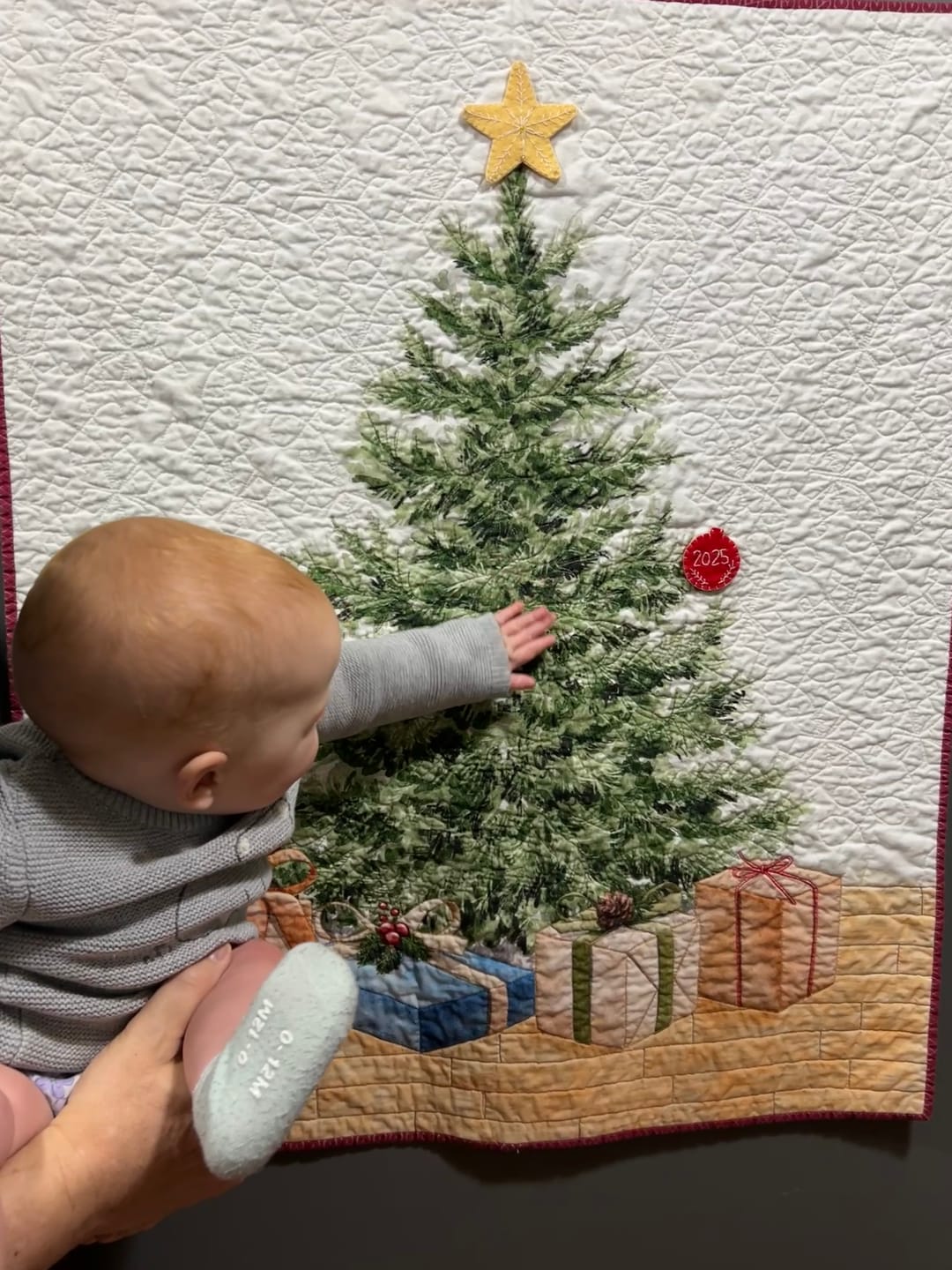 Customer photo review of Vintage Christmas Tree With Presents Fabric Panel