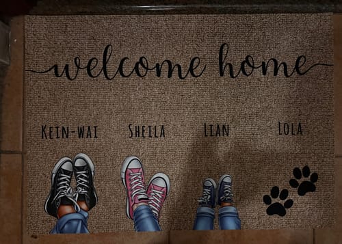 Customer photo review of Zapatos y patas - Felpudo personalizado