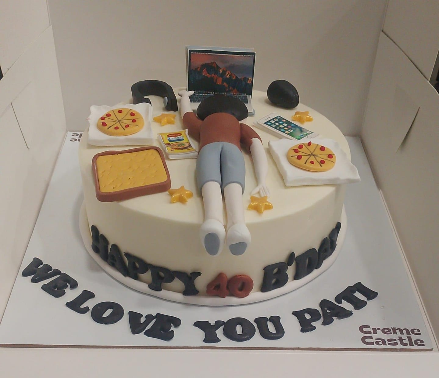Customer photo review of Lazy Laptop Lover Custom Cake