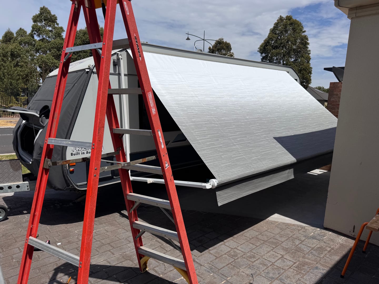 Customer photo review of Awning Replacement Vinyl - Grey Fade WA2006