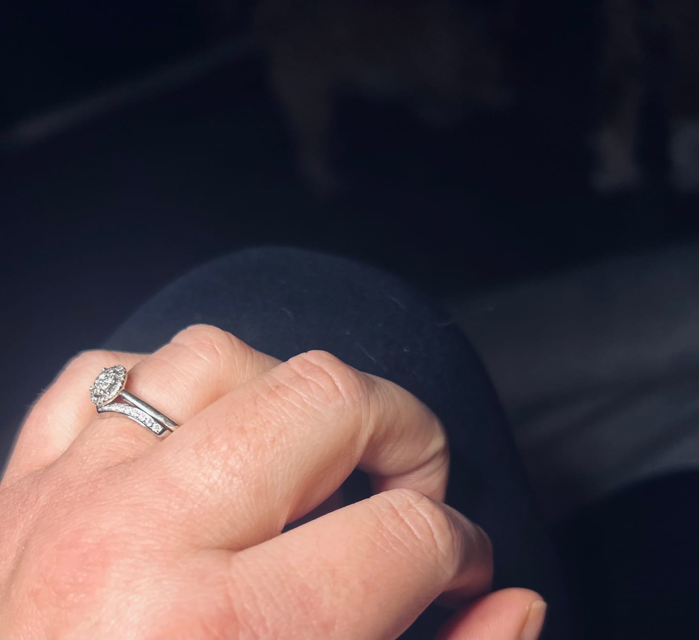 Customer photo review of White Gold Wishbone Moissanite Dazzle Ring