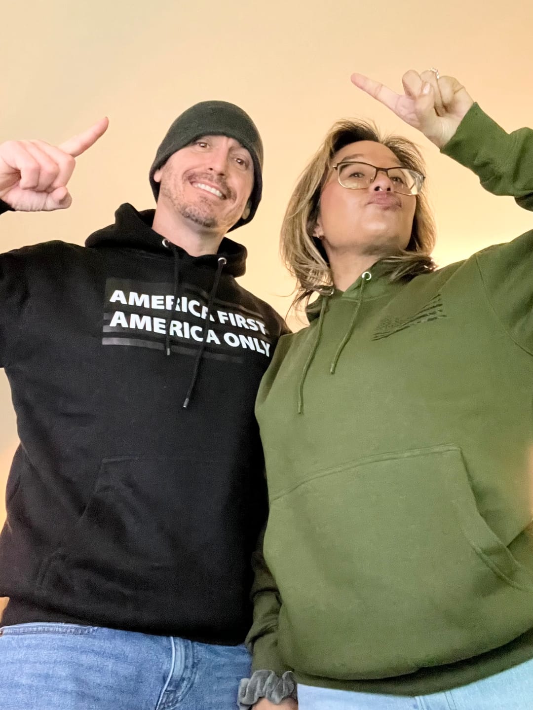 Customer photo review of Camo American Flag Hoodie