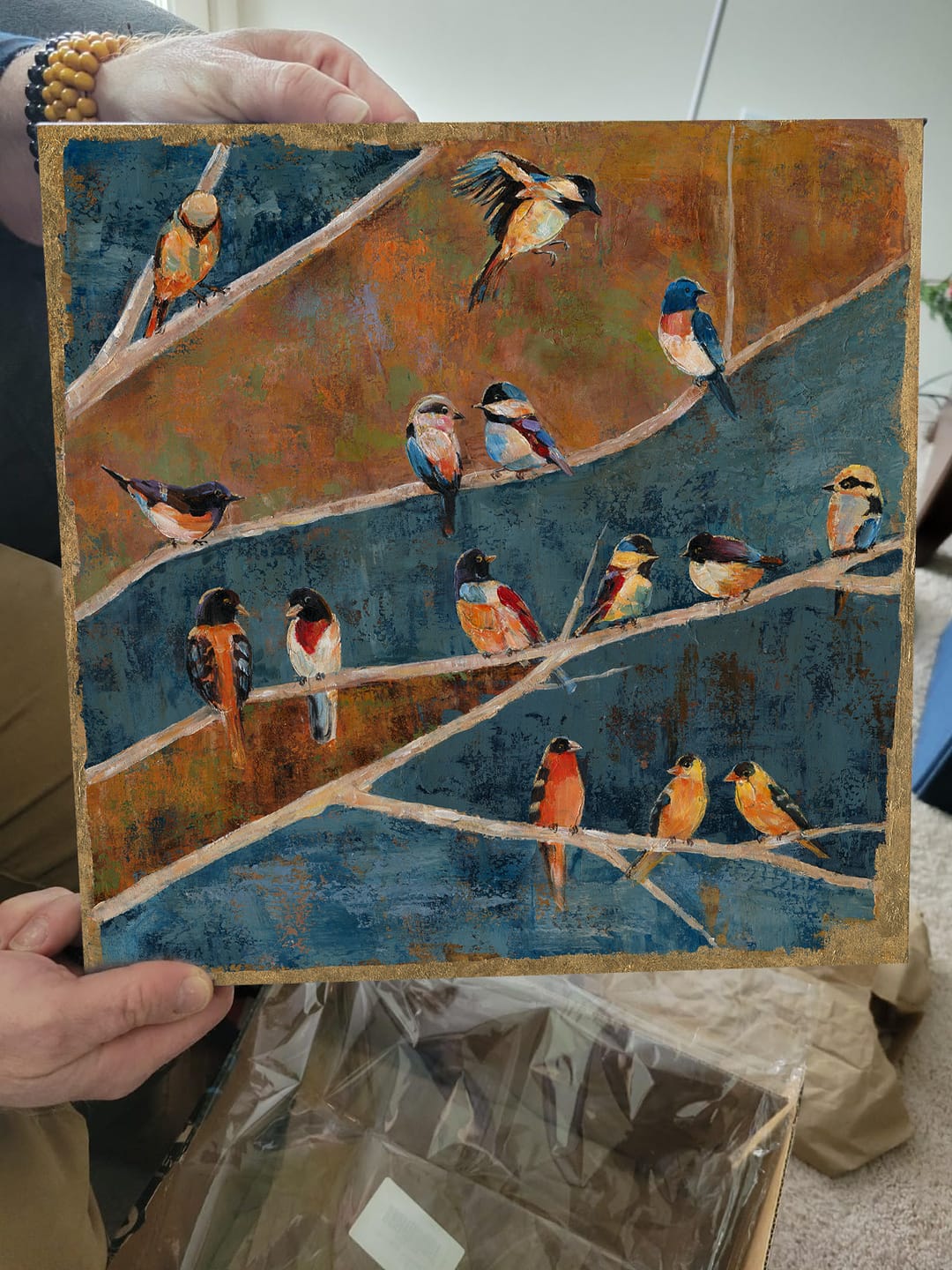 Customer photo review of Golden Harmony - Perched Birds Art #M3552