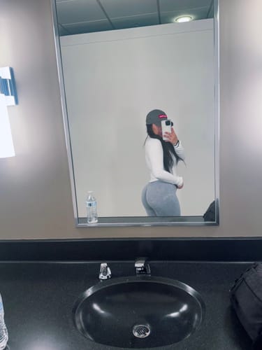 Customer photo review of Light Grey Acid Wash Low V-Back Scrunch Butt Leggings