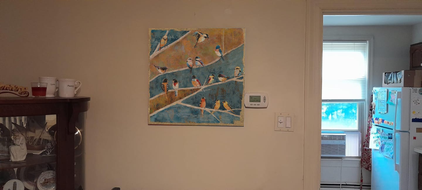 Customer photo review of Golden Harmony - Perched Birds Art #M3552