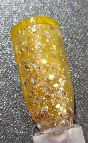 Customer photo review of D445 Citrine (TT4) Gold Glitter Dip Powder