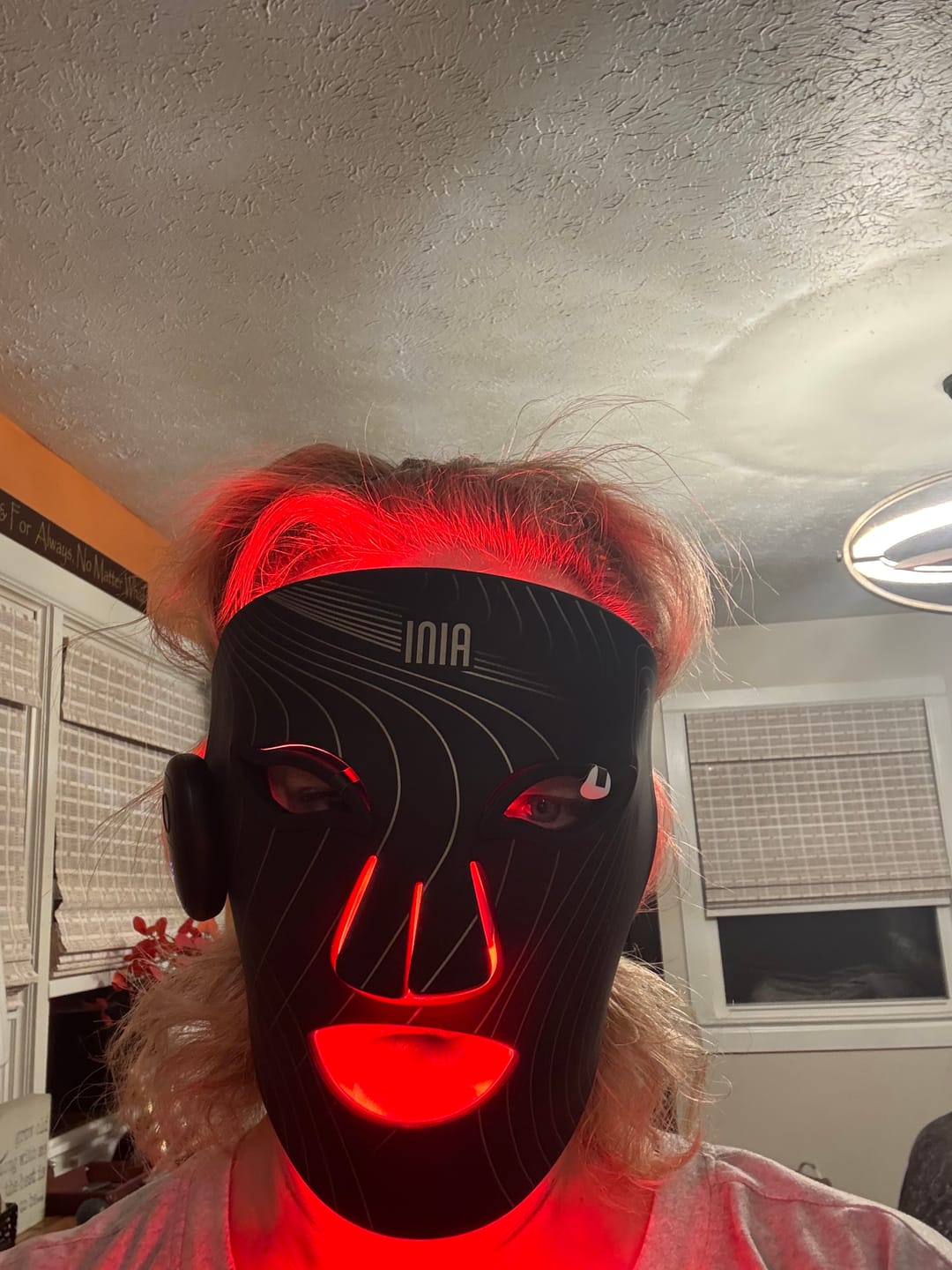 Customer photo review of INIA GLOW Wireless Red Light Therapy Mask