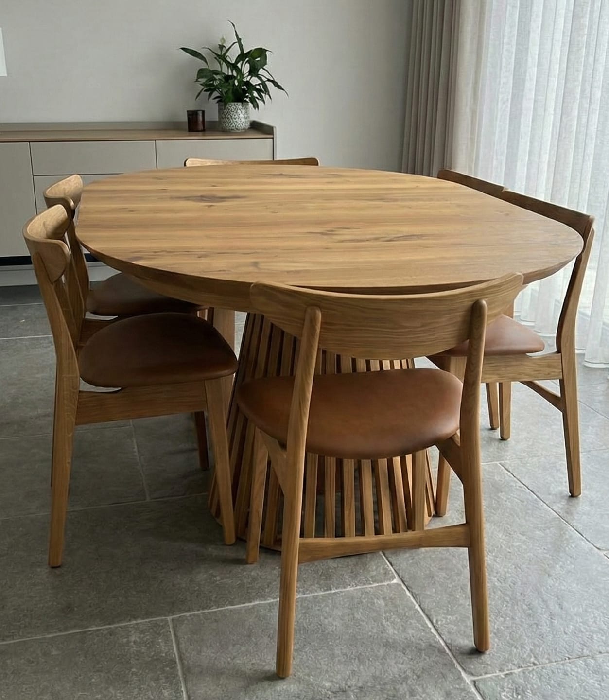Customer photo review of Vivien Extendable Round Oak Dining Table