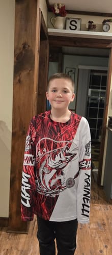 Customer photo review of Custom Bass Fishing Tattoo Red Camo Long Sleeve Tournament Fishing Shirts, Bass Fishing Jerseys IPHW6086