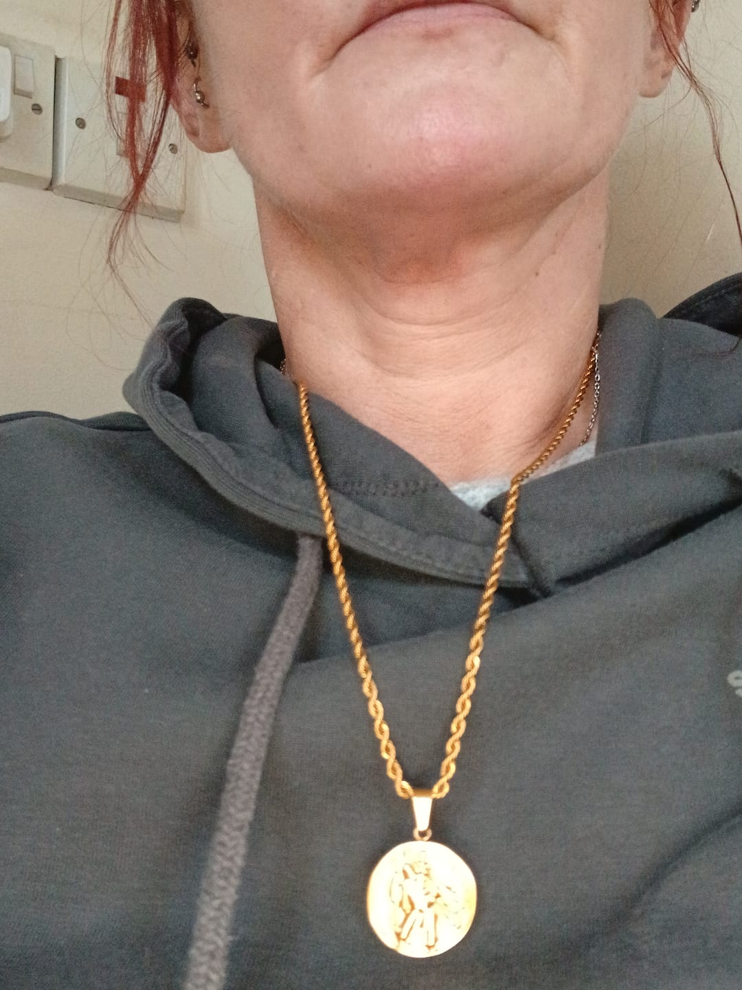 Customer photo review of Gold St Christopher Necklace